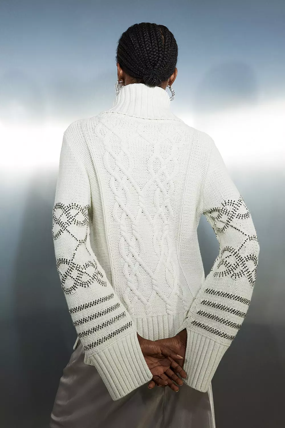 Embellished Cable Knit Jumper Karen Millen