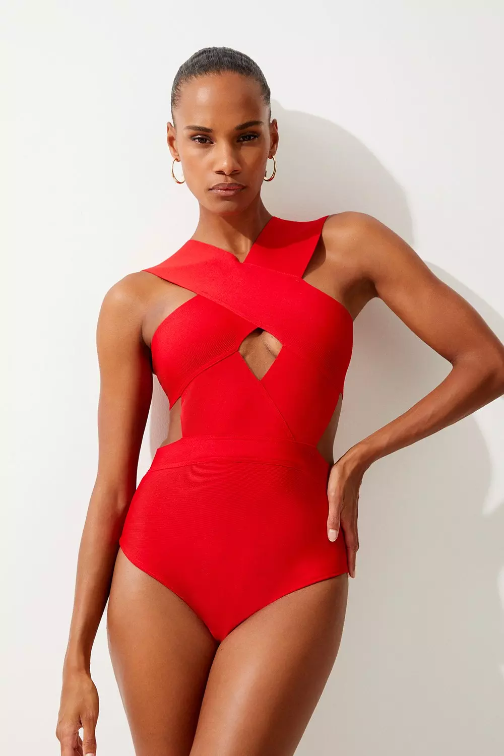 Bandage Cross Front Cut Out Swimsuit Karen Millen