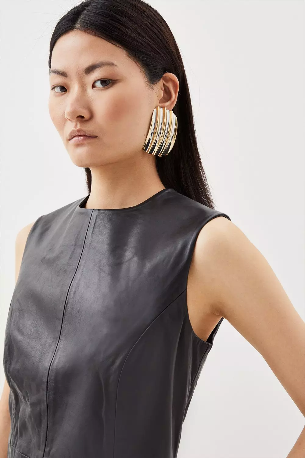 Leather Sleeveless Mini Dress | Karen Millen