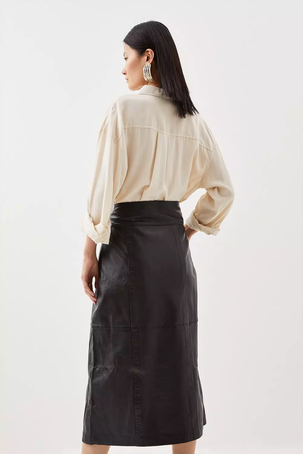 【PORTERNA】Centi belt mid-length skirt MIDI SKIRT WITH BELT - Beige | ZARA United States