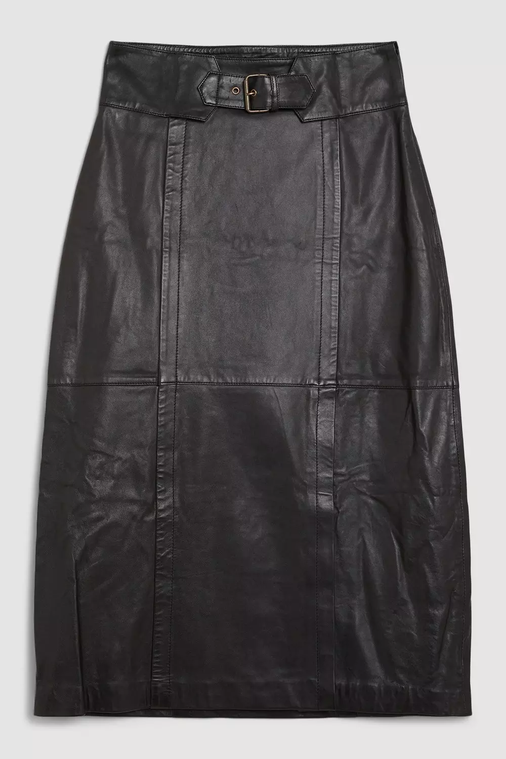 【COLOR iN ID】Two-belted leather midi skirt Double Belt Wrap Faux Leather Skirt | ELOQUII