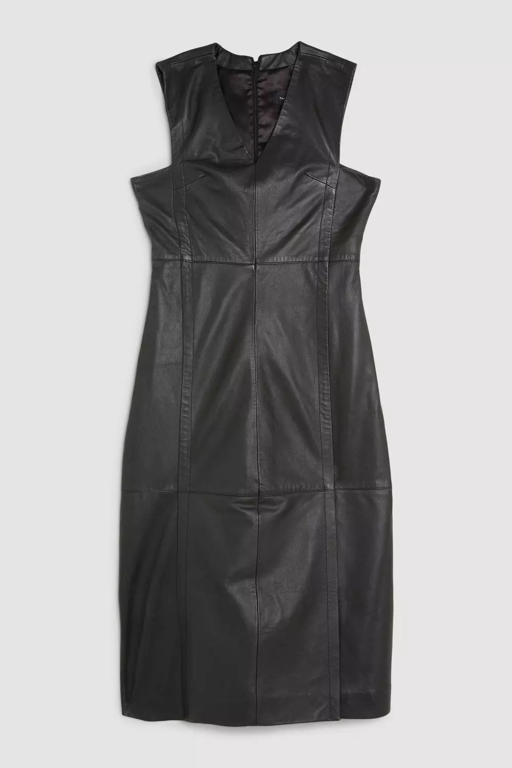 Black Leather Sleeveless Midi Dress  alternative image