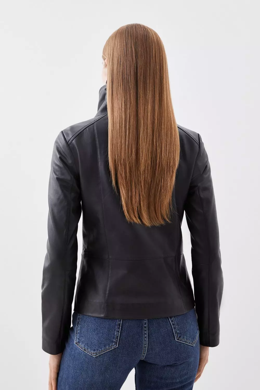 Leather Button Collar Jacket | Karen Millen