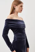 Velvet Jersey Off Shoulder Maxi Dress | Karen Millen Velvet Jersey Off Shoulder Maxi Dress | Karen Millen