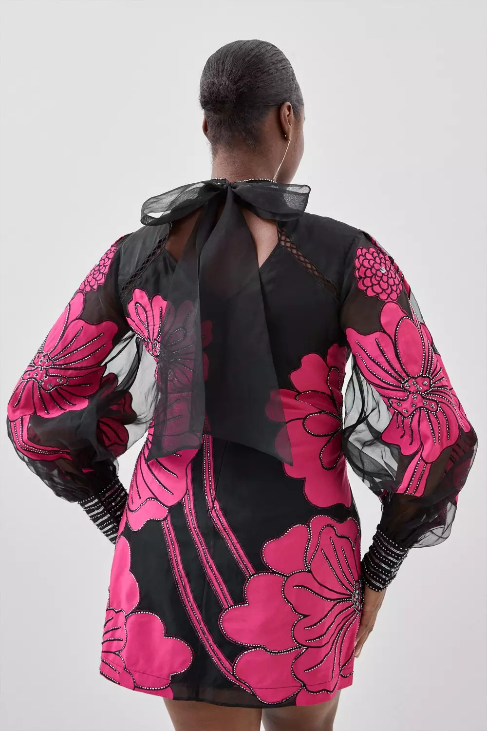 Plus Size Applique Organdie Floral Graphic Woven Mini Dress Karen Millen