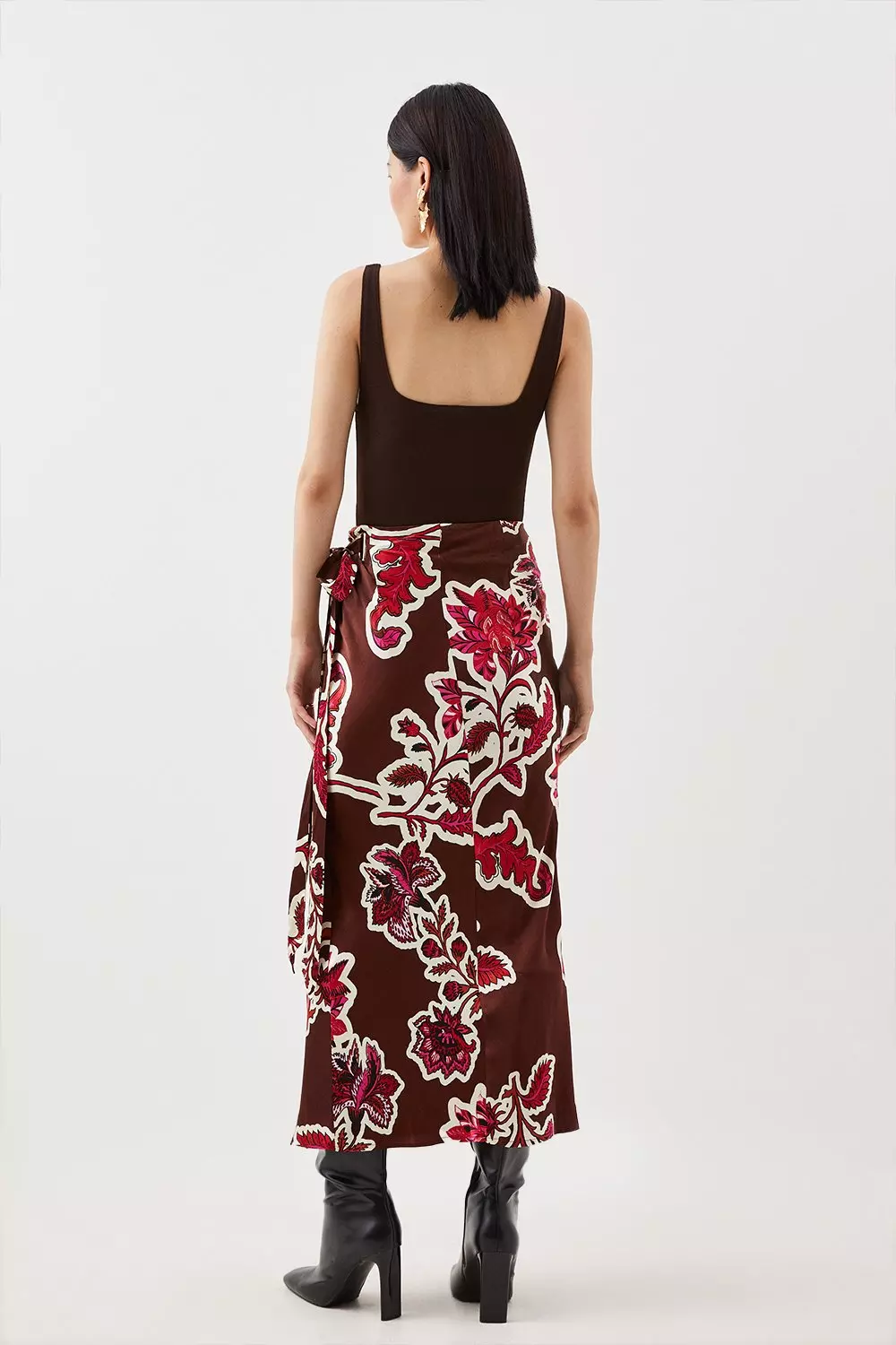 Batik Viscose Satin Woven Maxi Skirt | Karen Millen