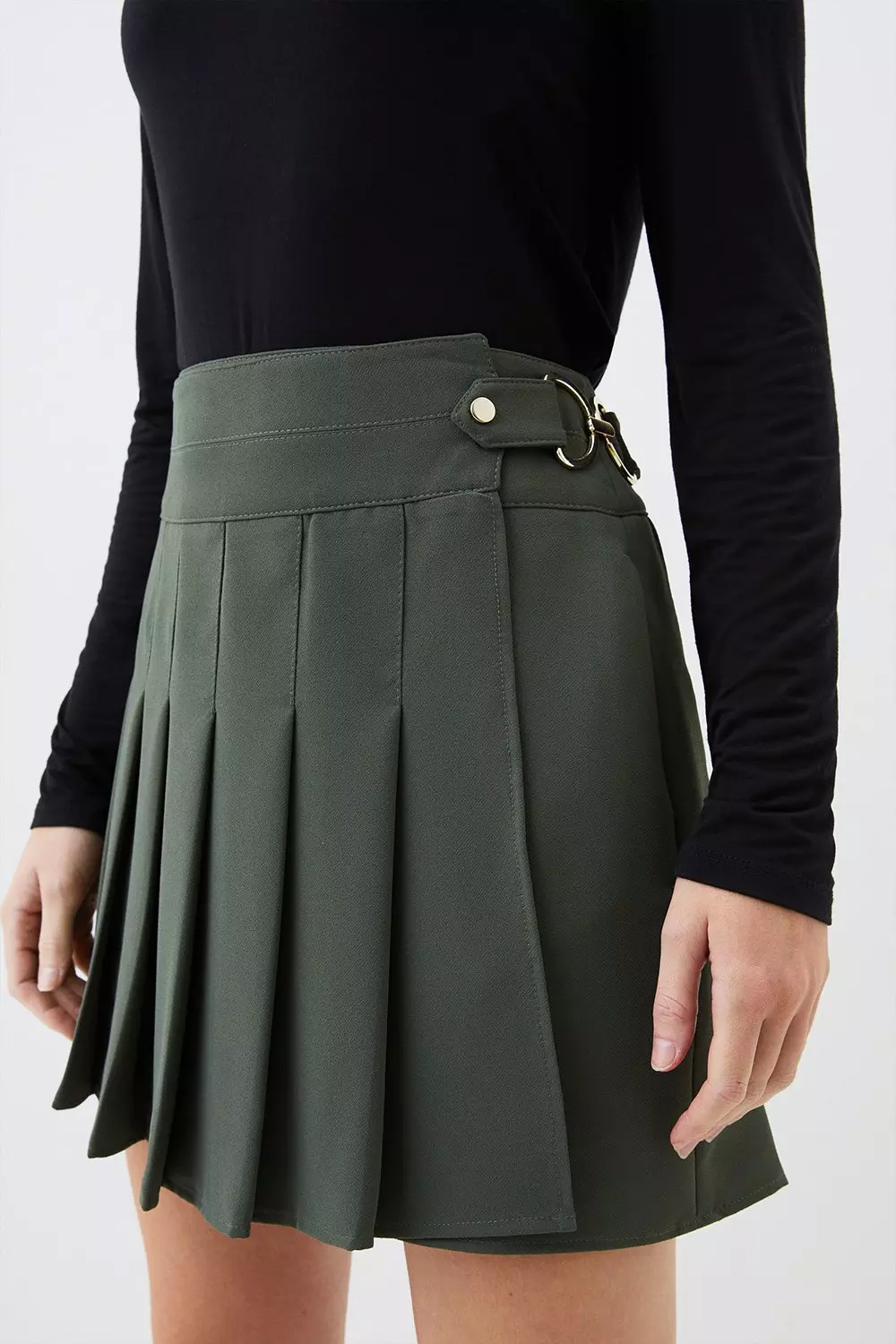 Pleated detail mini skirt best sale