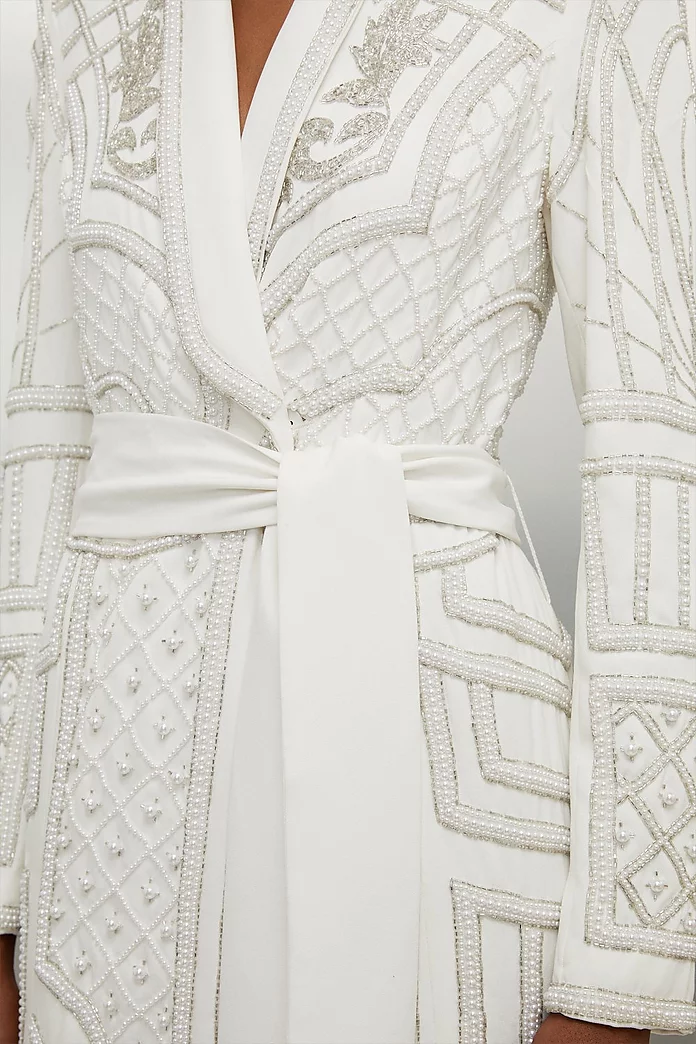 Crystal Embellished Woven Maxi Blazer Dress | Karen Millen Crystal Embellished Woven Maxi Blazer Dress | Karen Millen