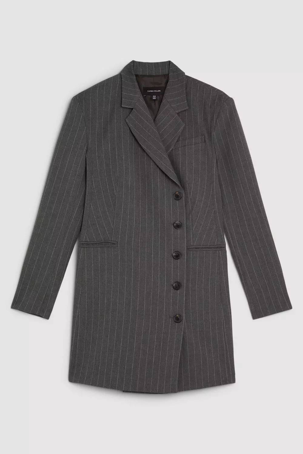 Grey Tailored Compact Stretch Pinstripe Single Breasted Blazer Dress  alternative image