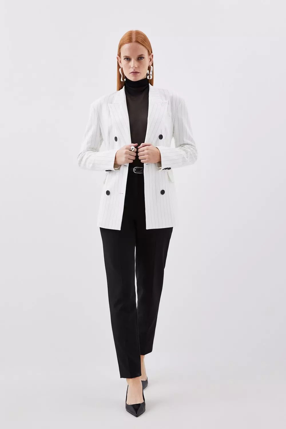KAREN MILLEN* ストレッチ テーラード ダーテッドブレザー Compact Stretch Essential Tailored Doubled Breasted Blazer