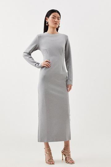 Ponte Jersey Midi Dress grey marl