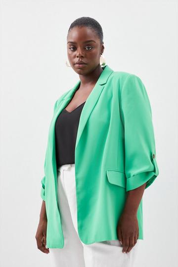 Green Plus Size Soft Tailored Relaxed Blazer