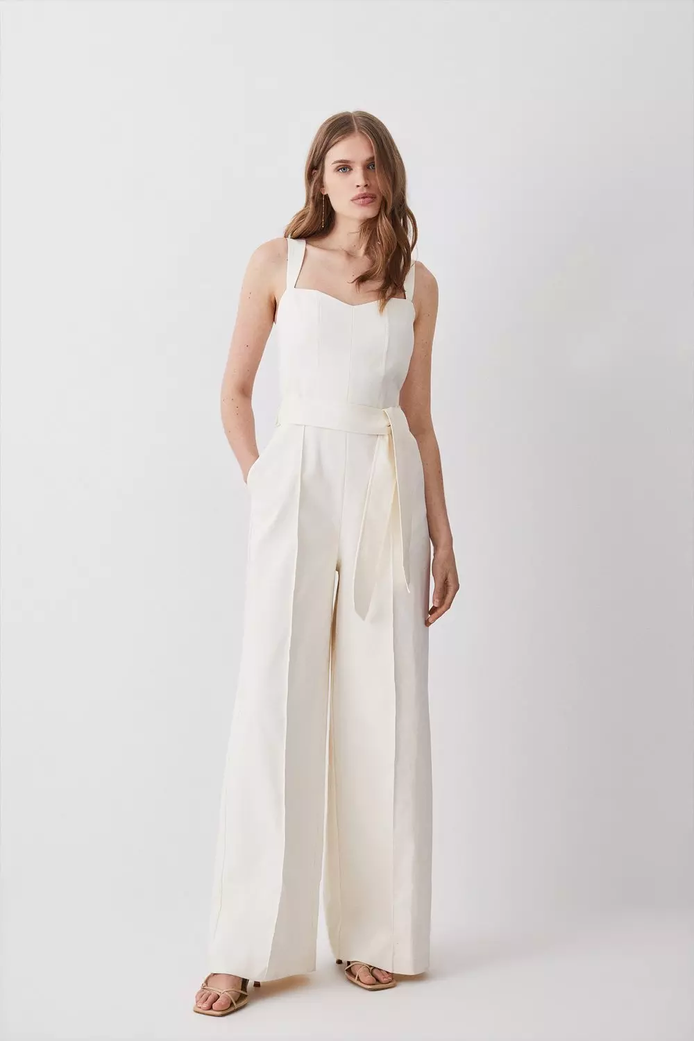 ◆KAREN MILLEN◆フロントホルターベルトジャンプスーツ/ white bkk18629_ivory_xl?$