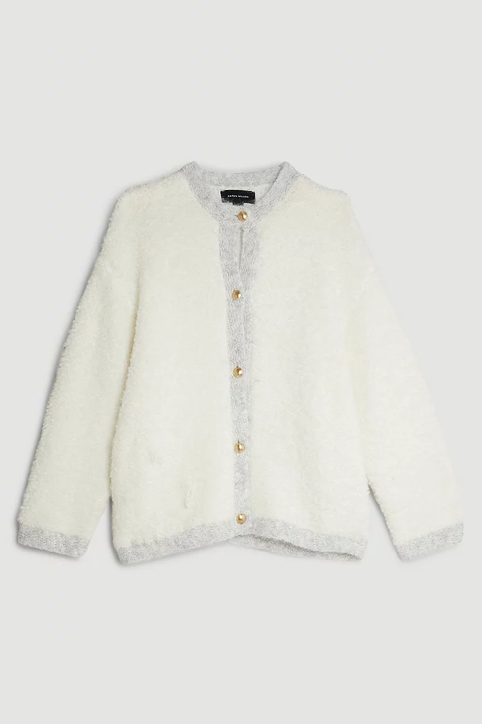 Wool Blend Loopy Textured Knit Jacket | Karen Millen Wool Blend Loopy Textured Knit Jacket | Karen Millen