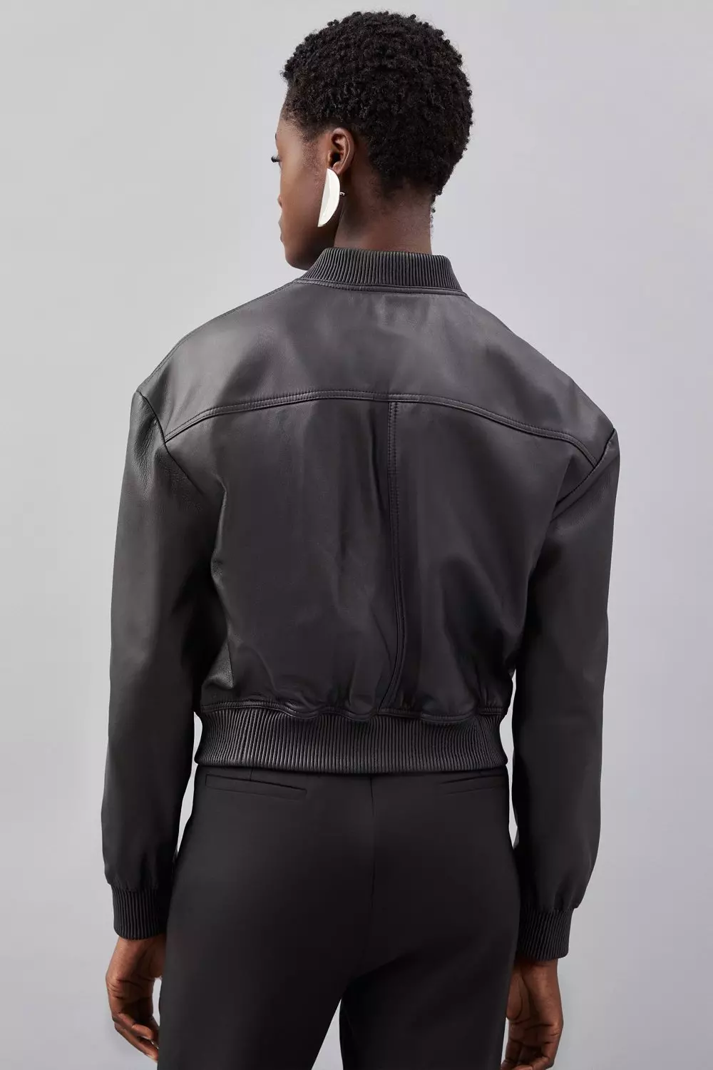 Leather Zip Through Bomber Jacket | Karen Millen