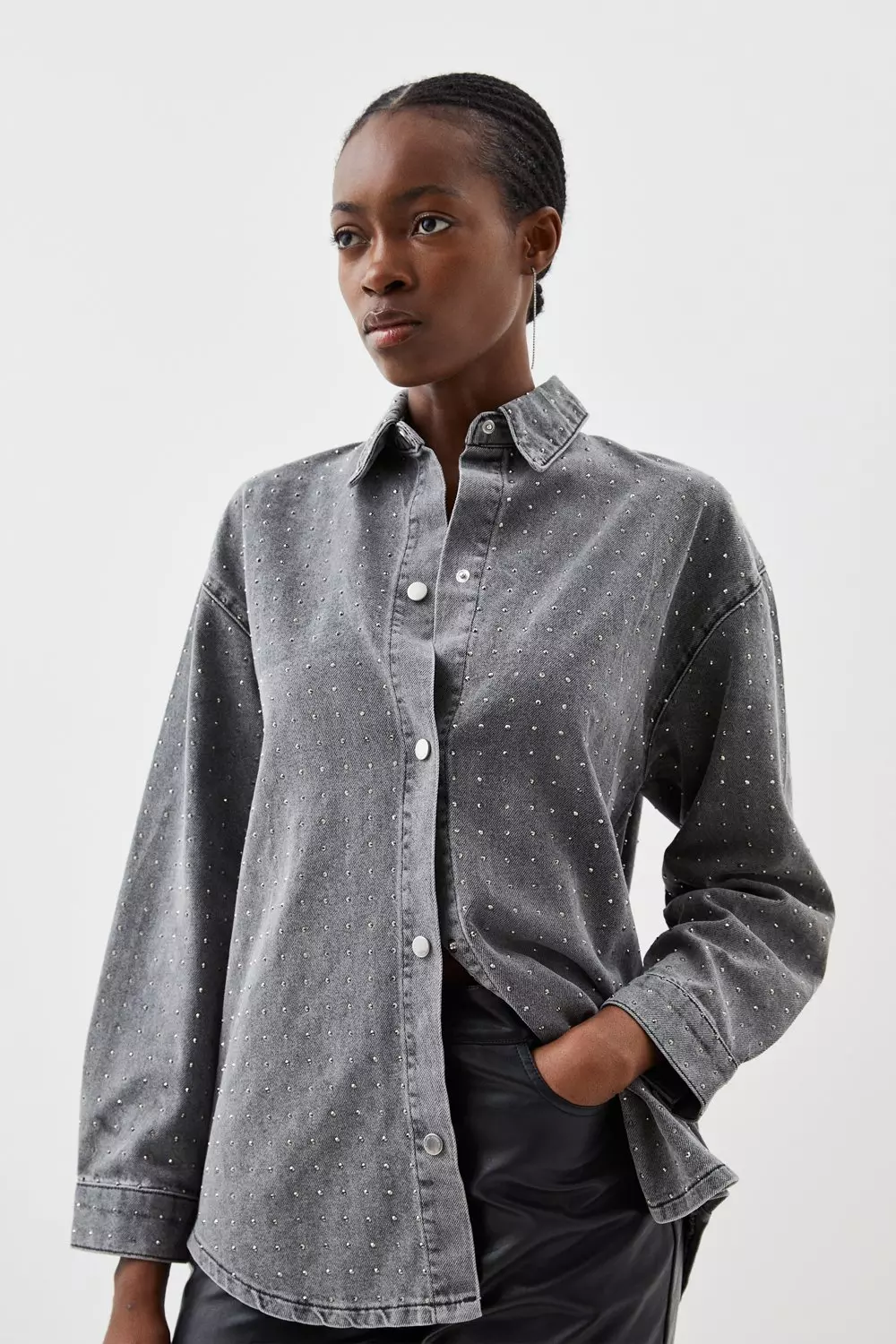 Embellished Denim Shirt | Karen Millen