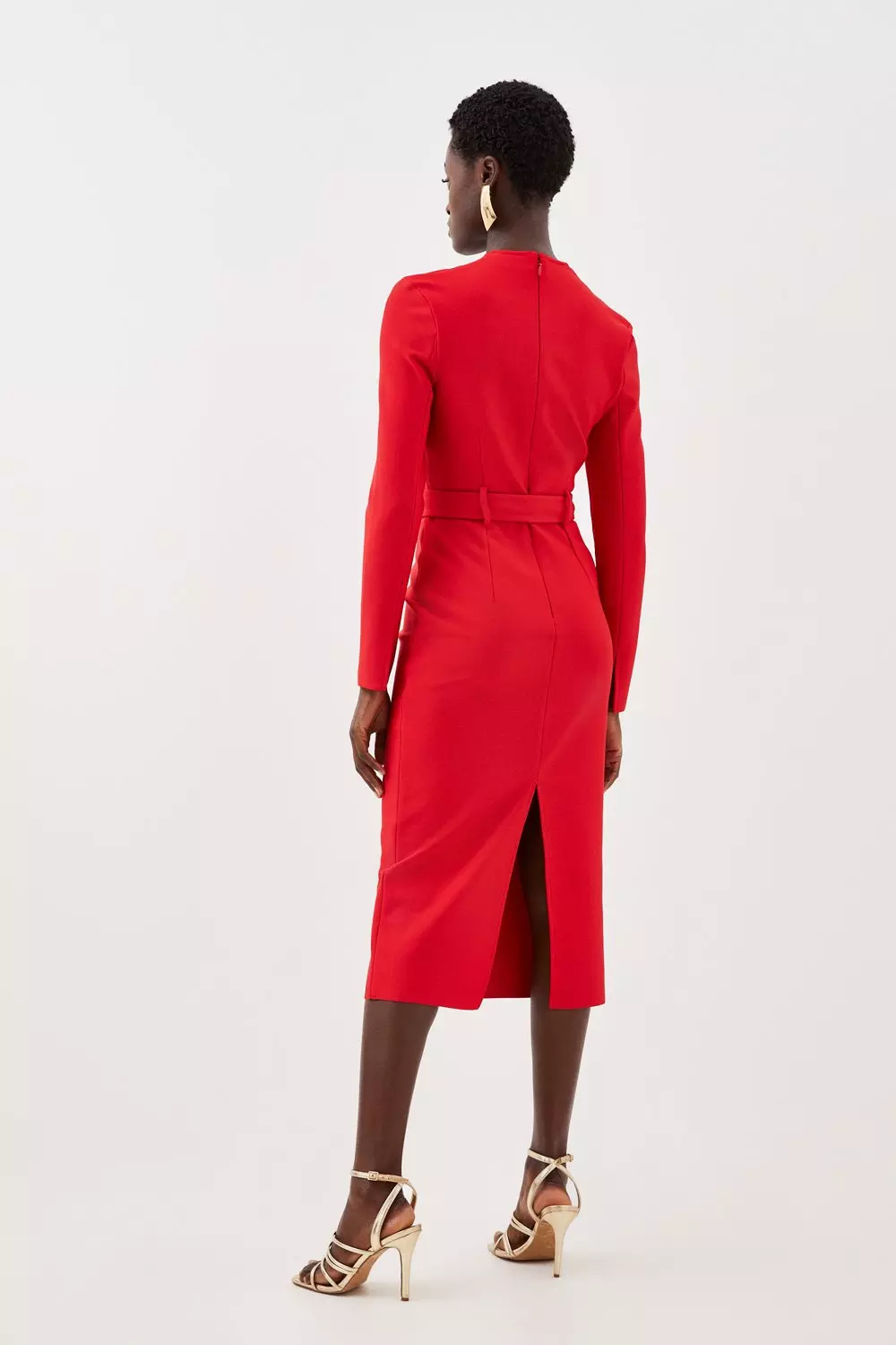 Bandage Figure Form Knit Belted Midi Dress | Karen Millen