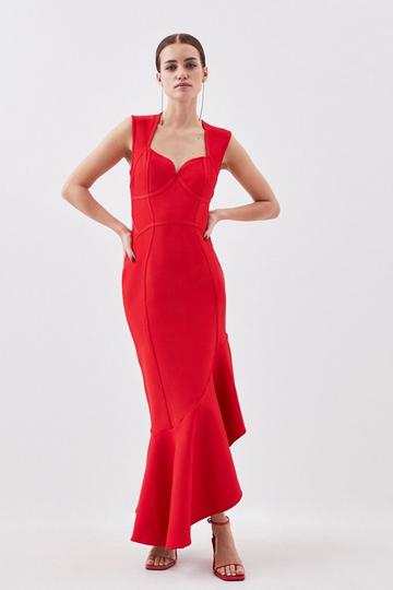 Red Petite Bandage Figure Form Knit Midaxi Dress