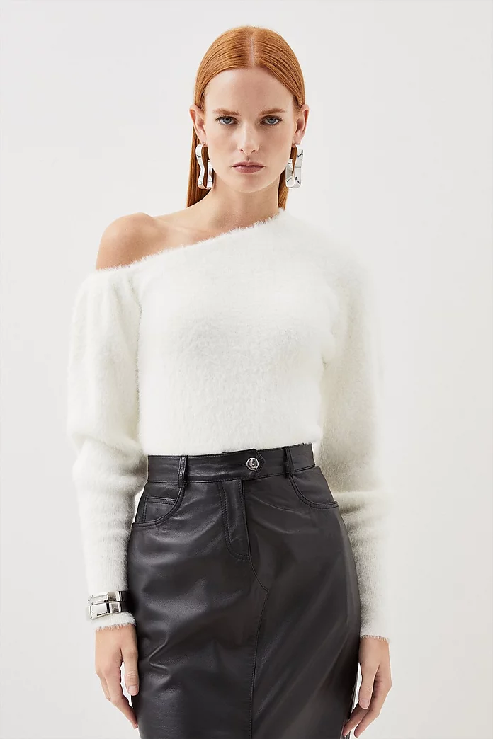 Eyelash Knit Drop Shoulder Sweater | Karen Millen Eyelash Knit Drop Shoulder Sweater | Karen Millen
