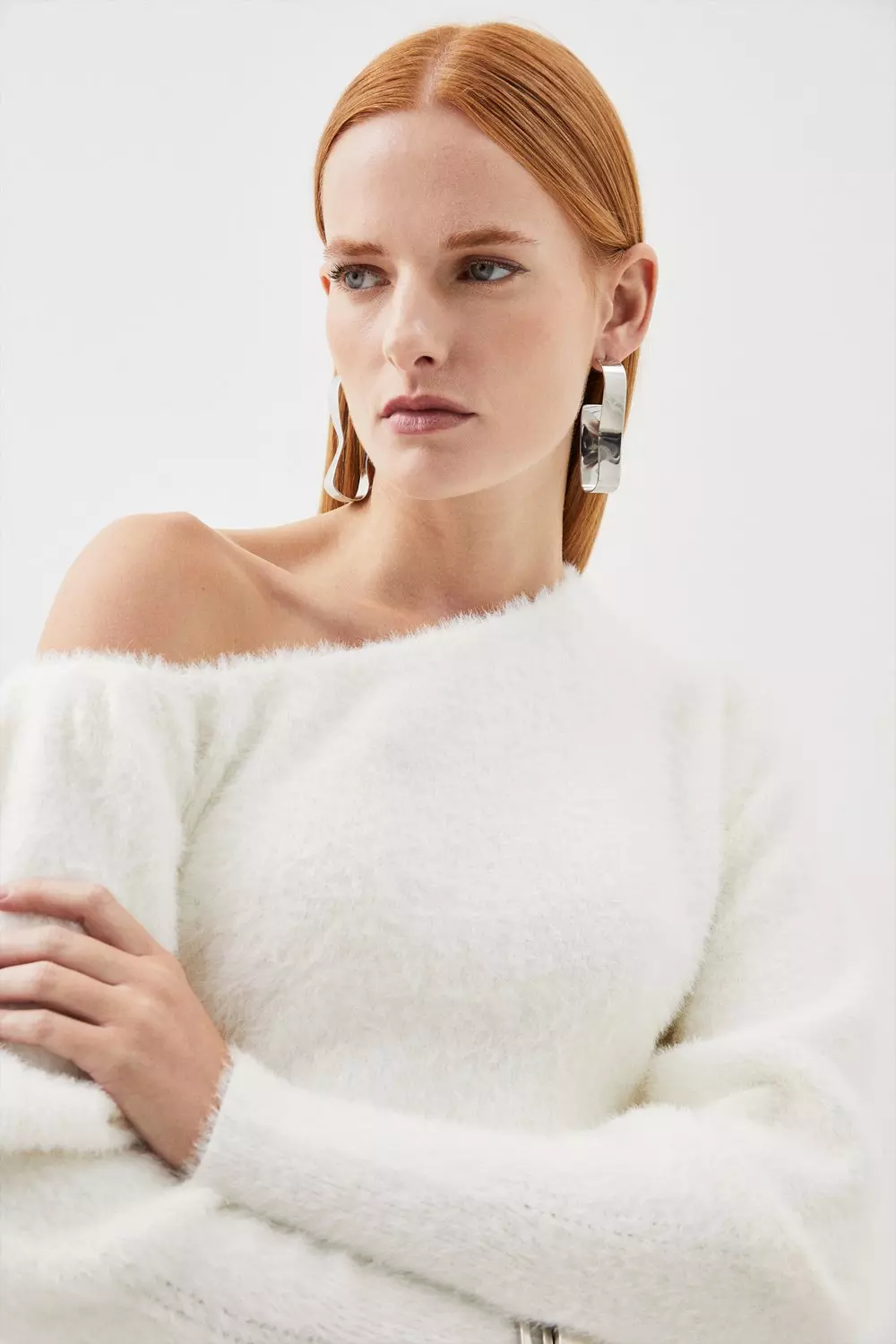 Eyelash Knit Drop Shoulder Sweater | Karen Millen