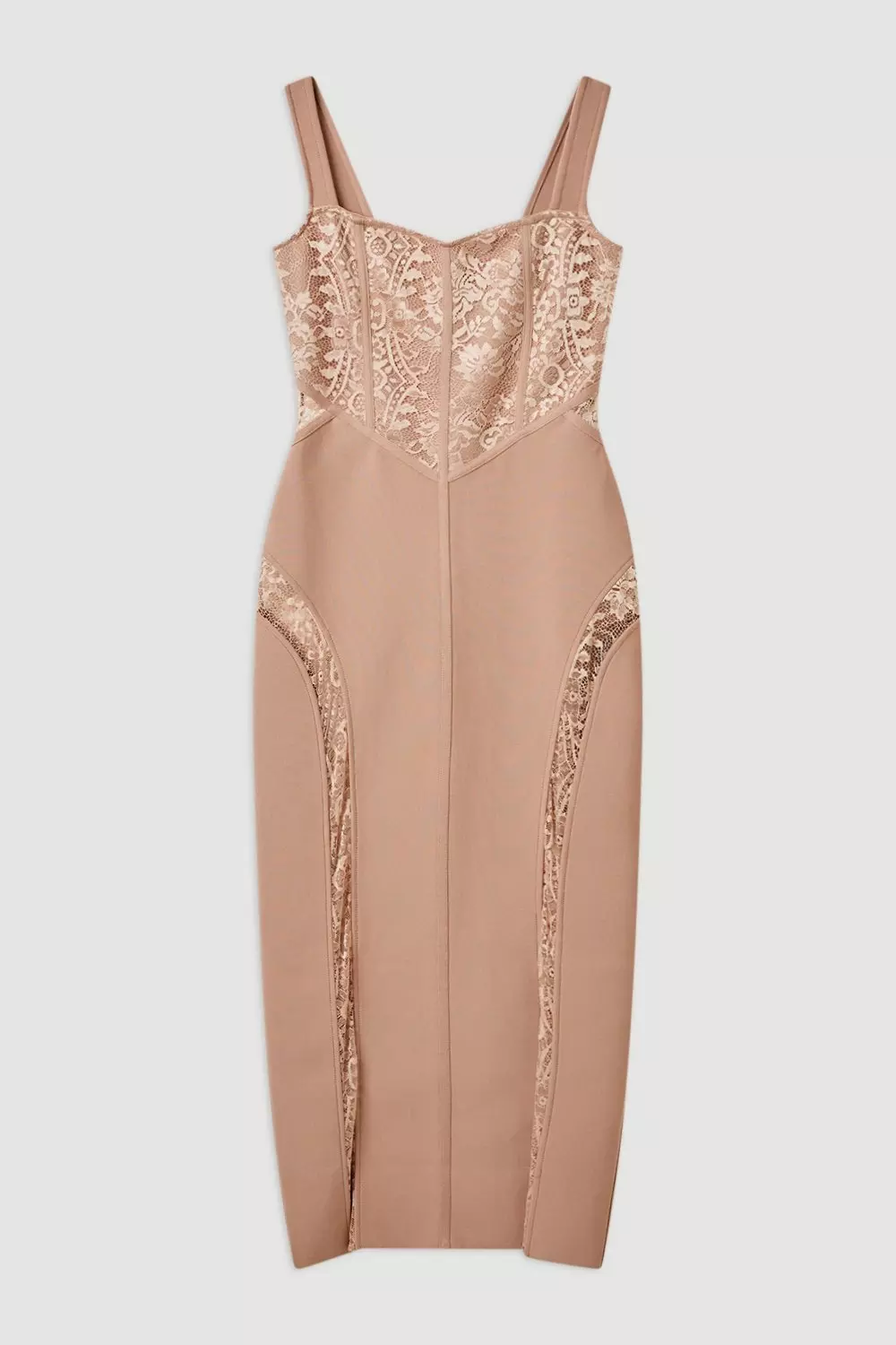 Bandage Figure Form Knit Lace Corset Detail Maxi Dress