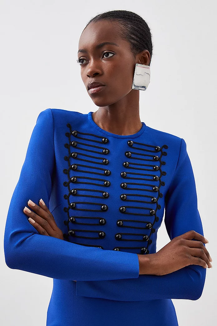 Bandage Figure Form Military Detail Knit Mini Dress | Karen Bandage Figure Form Military Detail Knit Mini Dress | Karen