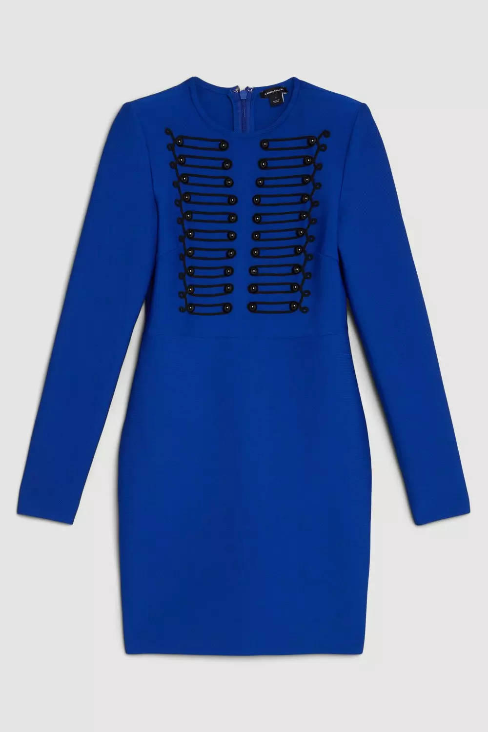 Bandage Figure Form Military Detail Knit Mini Dress | Karen