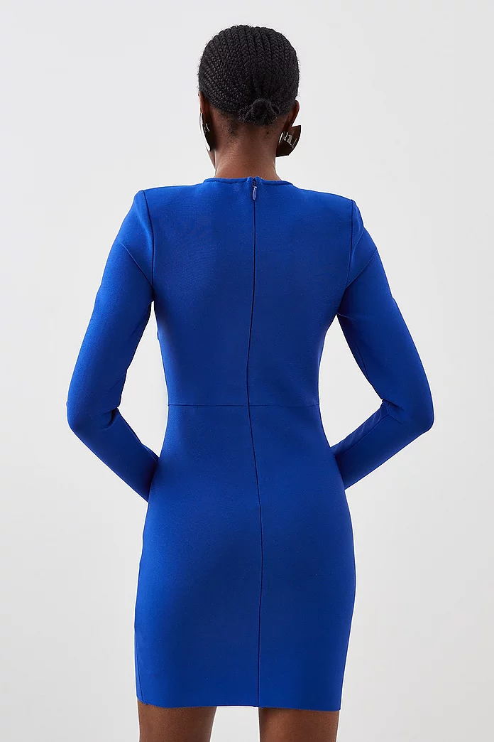 Bandage Figure Form Military Detail Knit Mini Dress | Karen Bandage Figure Form Military Detail Knit Mini Dress | Karen