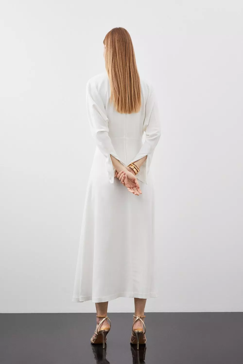 【送料&関税込】Off-White Midi Viscose Dress Viscose Satin Woven Slip Midi Dress | Karen Millen