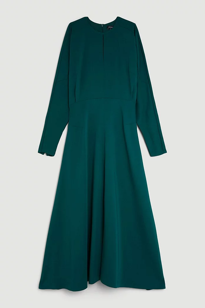 Petite Premium Viscose Crepe Long Sleeve Woven Midi Dress Petite Premium Viscose Crepe Long Sleeve Woven Midi Dress