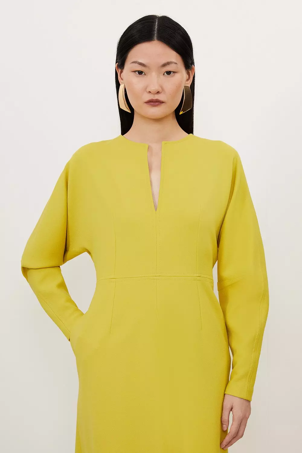 Petite Tailored Structured Crepe Keyhole Rounded A Line Maxi