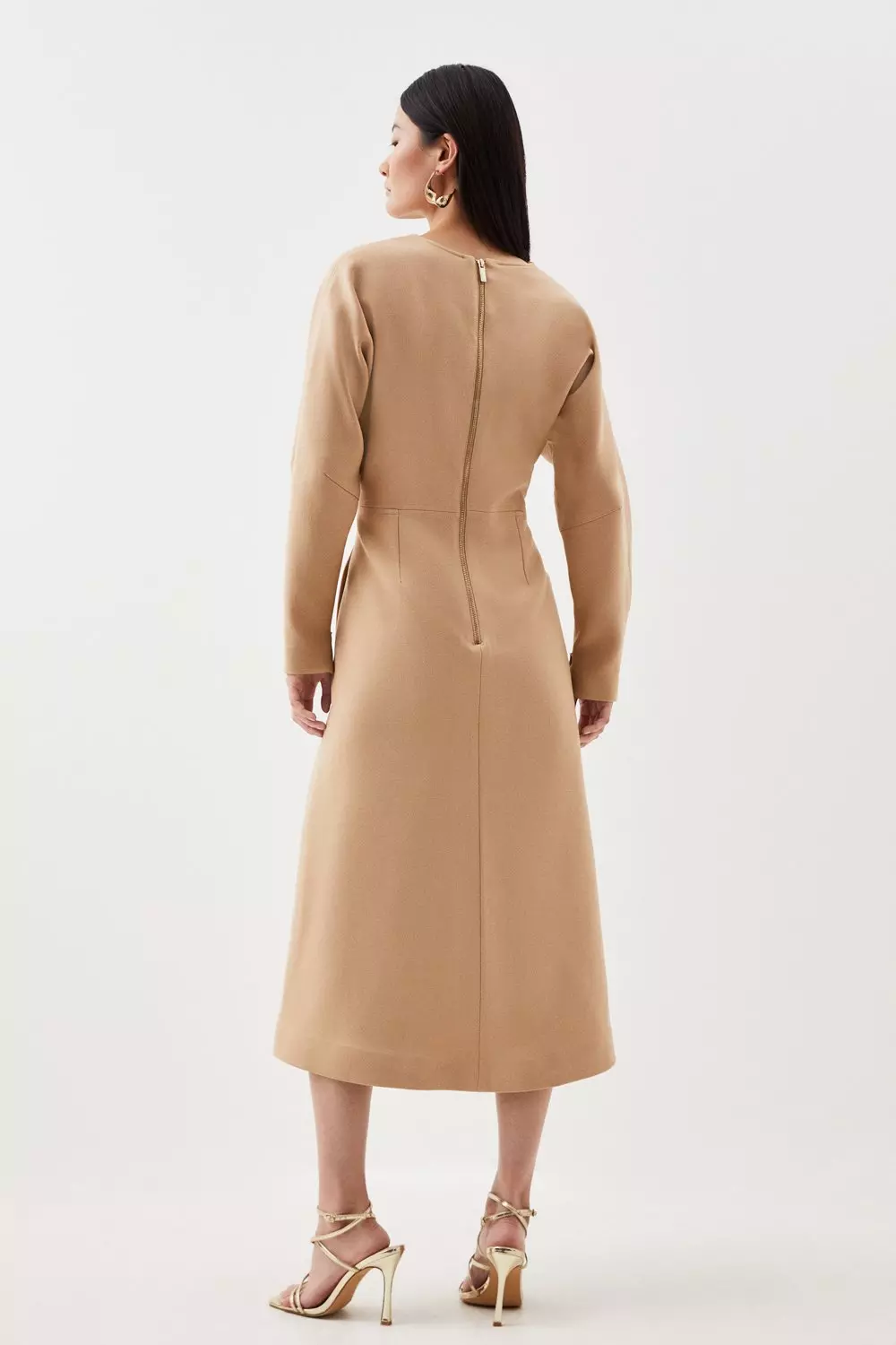 Structured Crepe Tailored Keyhole Rounded A Line Maxi Dress