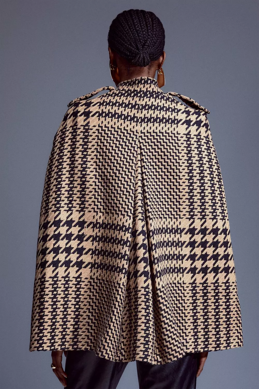 Checked cape coat hotsell