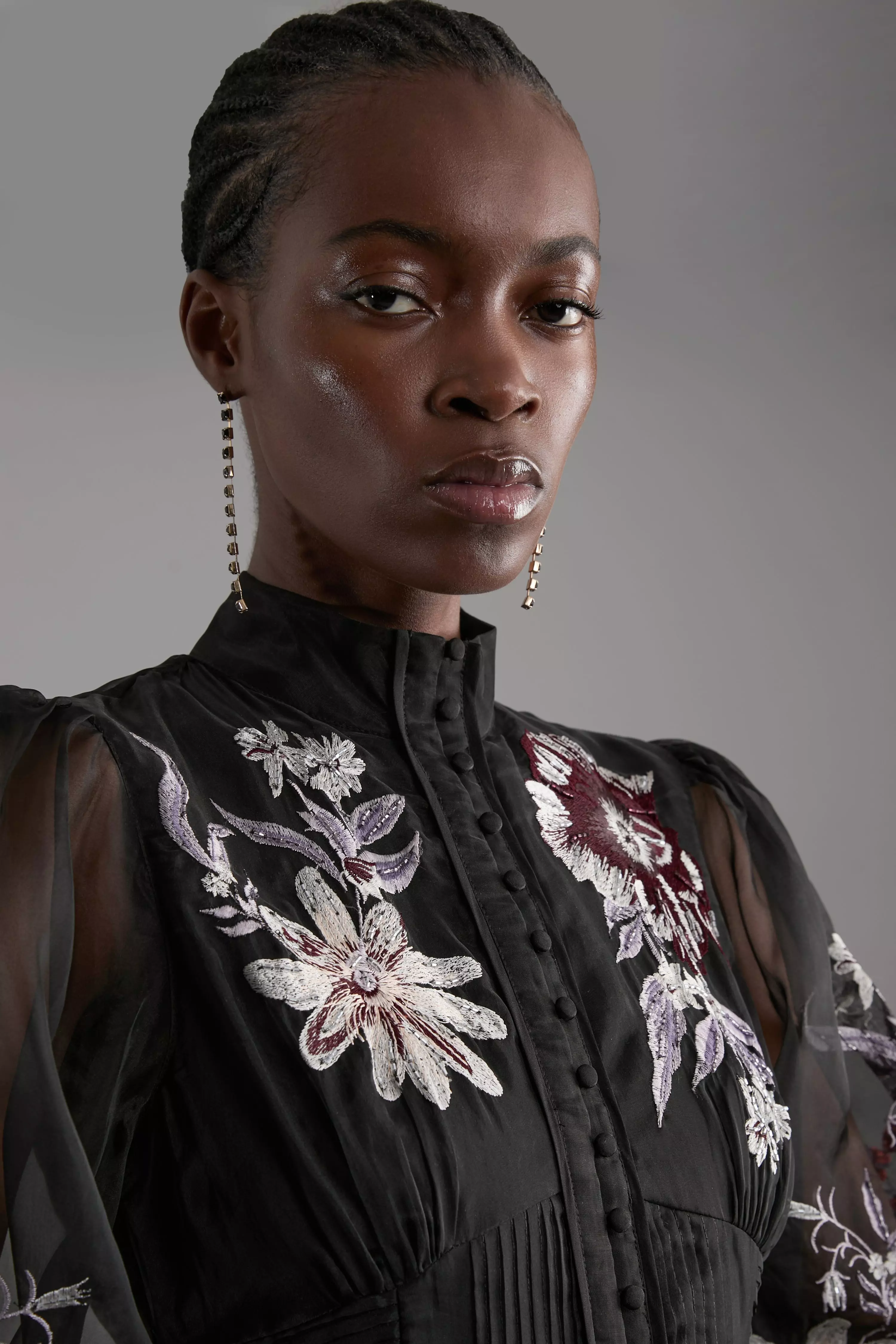 Premium Embroidered Beaded Organdie Woven Maxi Dress | Karen