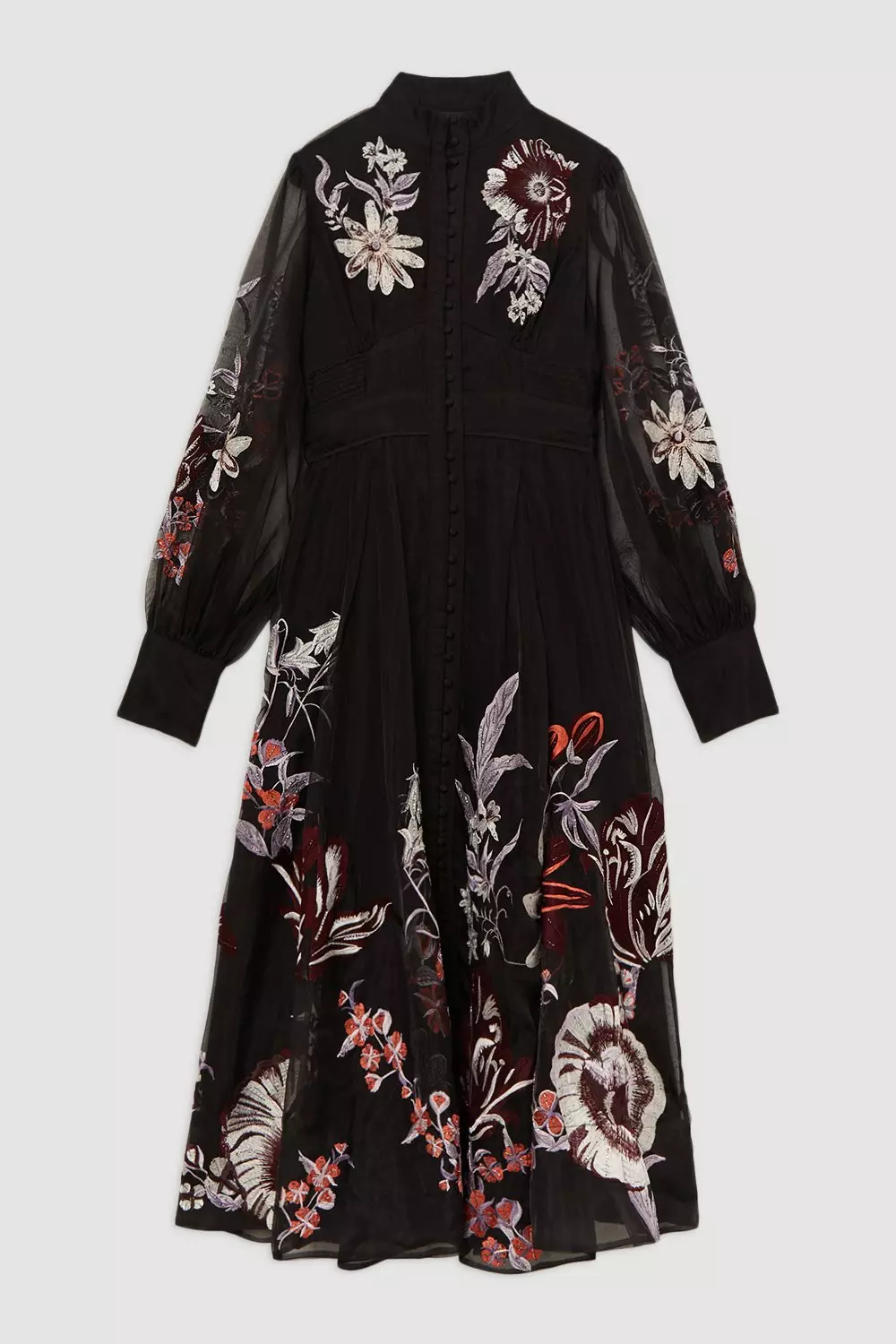 Premium Embroidered Beaded Organdie Woven Maxi Dress | Karen