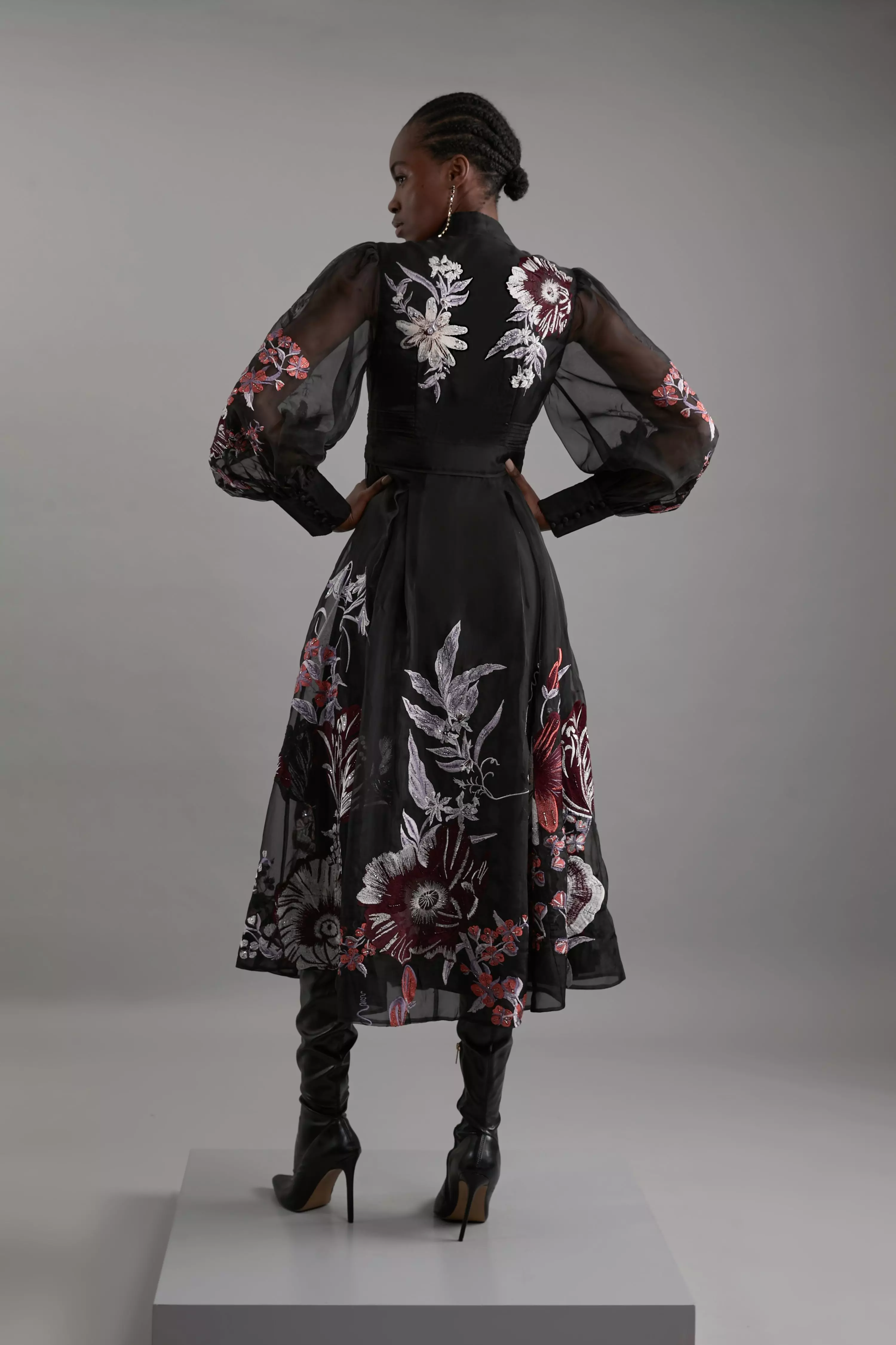 Premium Embroidered Beaded Organdie Woven Maxi Dress | Karen
