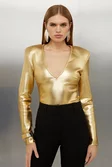 Figure Form Bandage Foiled V Neck Knit Top | Karen Millen Figure Form Bandage Foiled V Neck Knit Top | Karen Millen