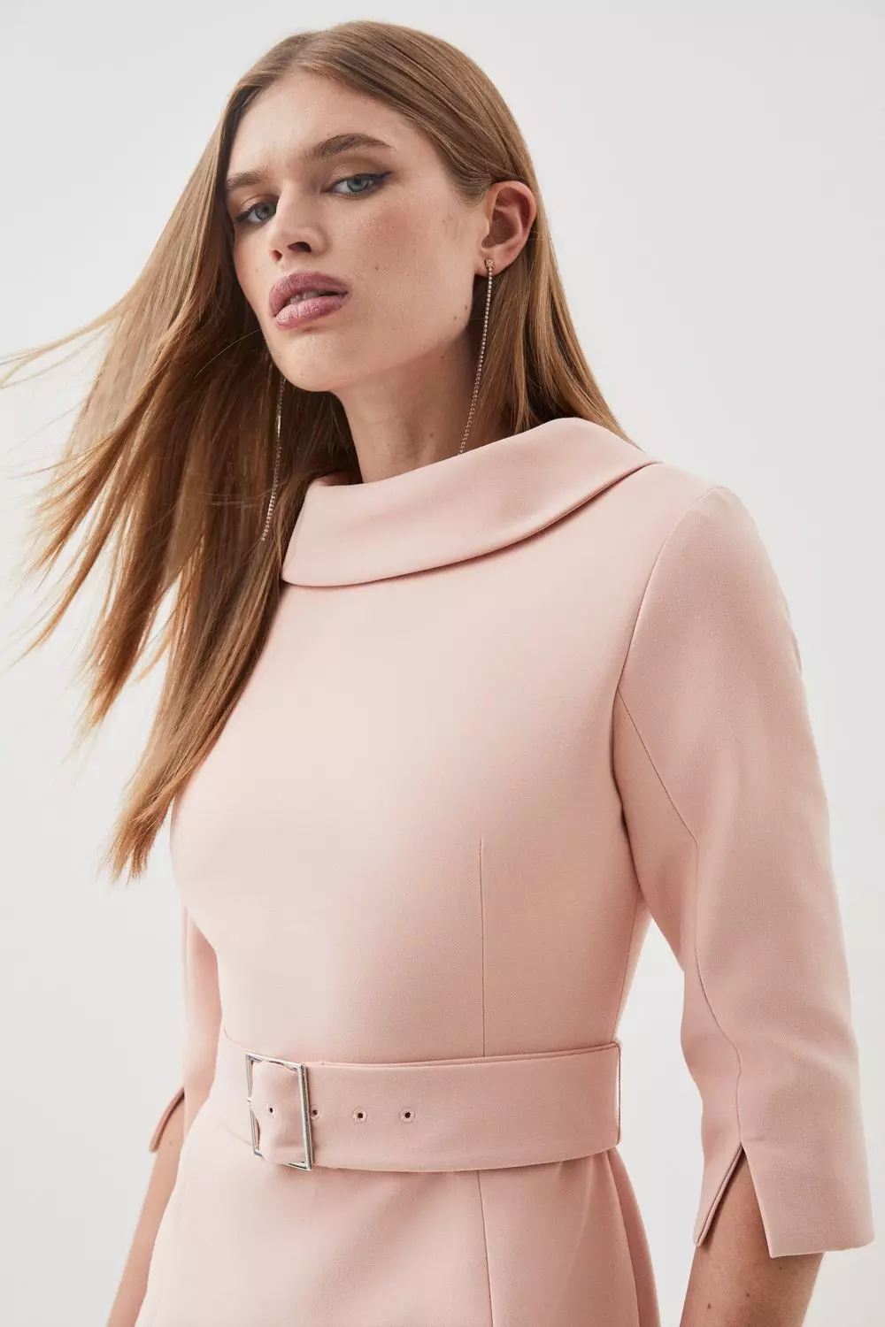 【Karen Millen】コットン サテン アシンメトリー ベルト ドレス bkk14911_gun%20metal_xl?pdp.
