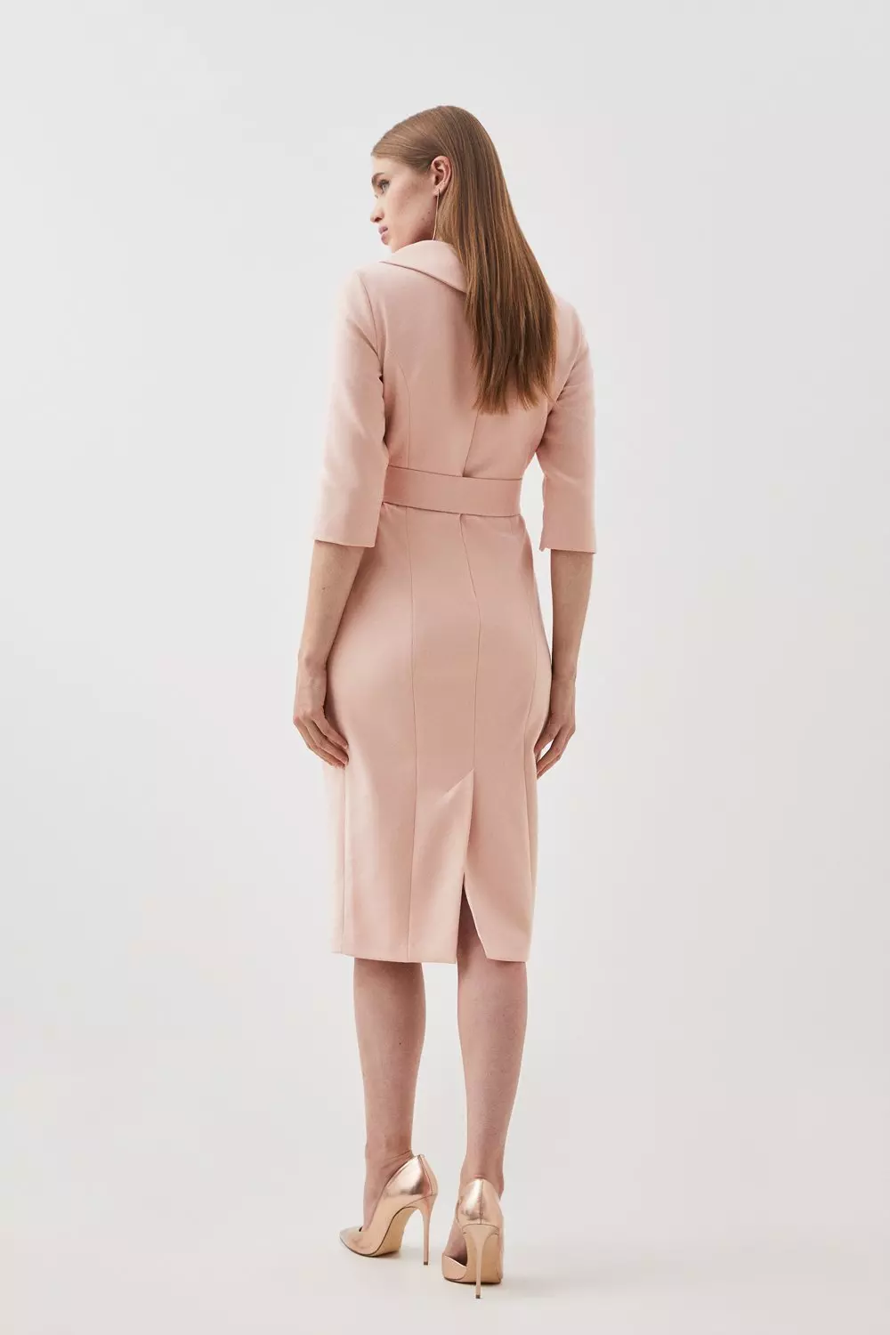 【Karen Millen】コットン サテン アシンメトリー ベルト ドレス Figure Form Bandage Asymmetric Strap Knit Midi Dress | Karen