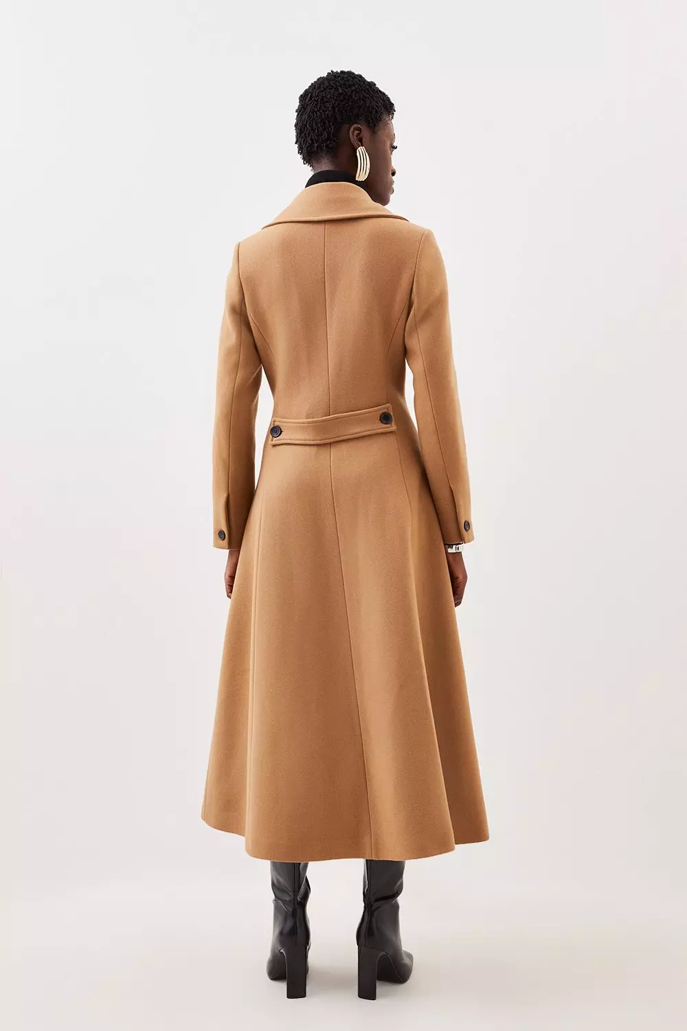 Italian Manteco Wool Blend Tailored Flared Skirt Midaxi Coat 