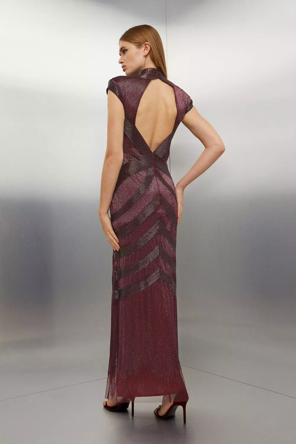 安心追跡【KAREN MILLEN】リボンアシンメトリックドレス Beaded Embellished Woven Maxi Dress | Karen Millen