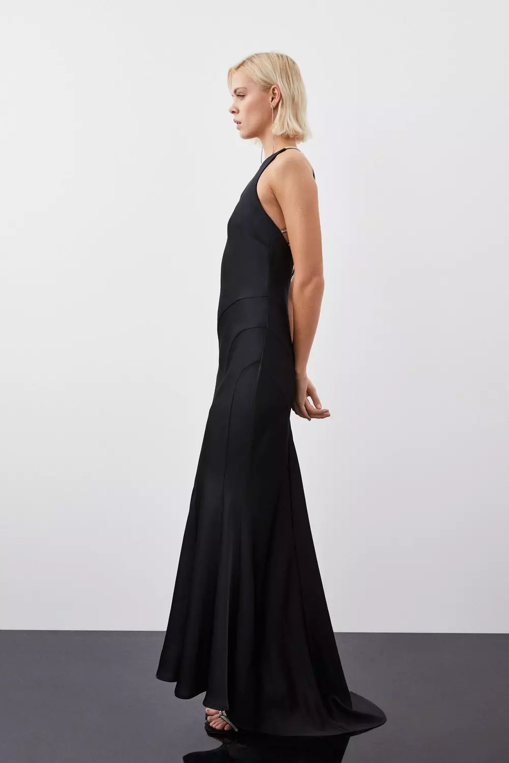 Karen millen black satin dress best sale