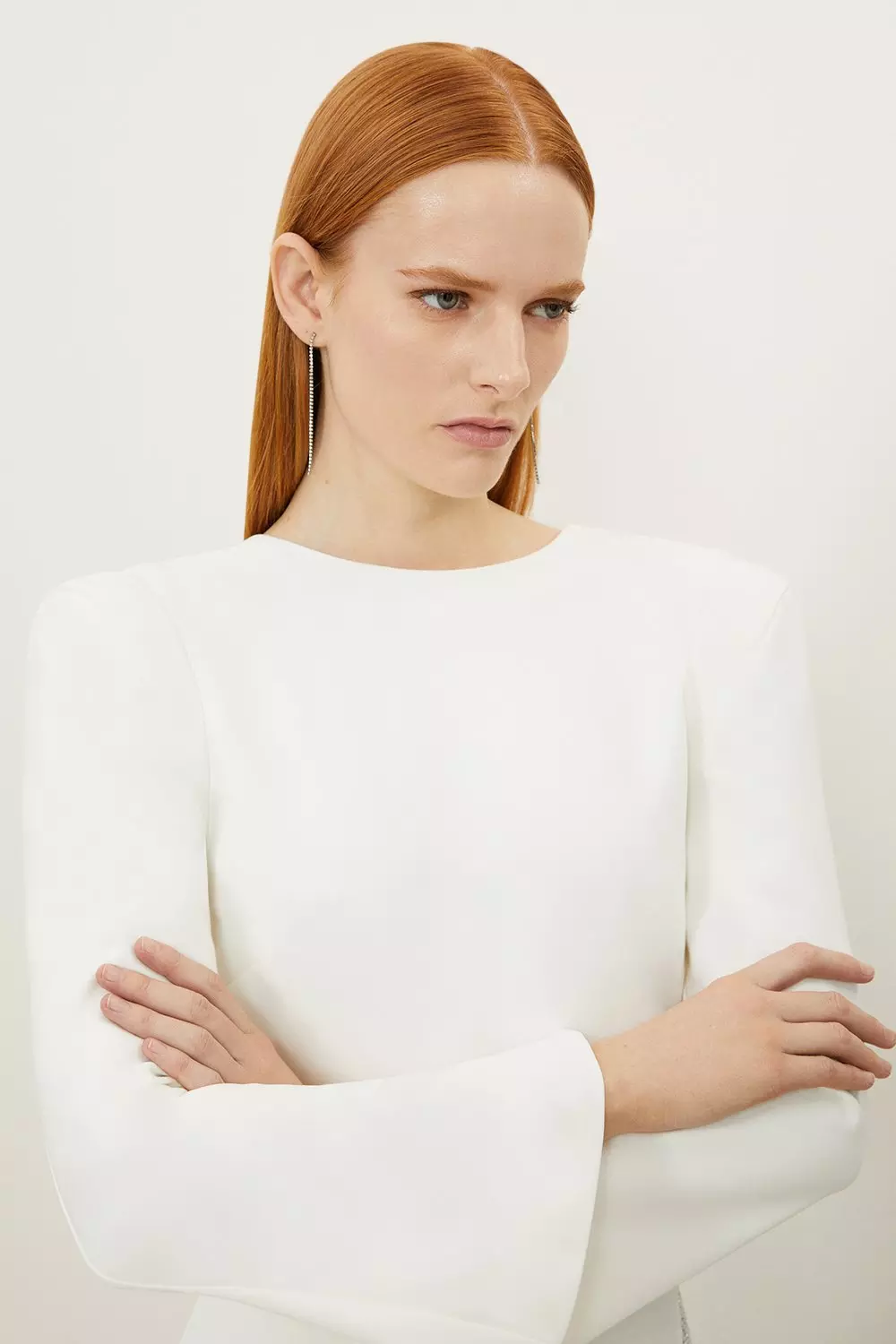 Viscose Woven Panelled Crystal Mesh Maxi Dress | Karen Millen