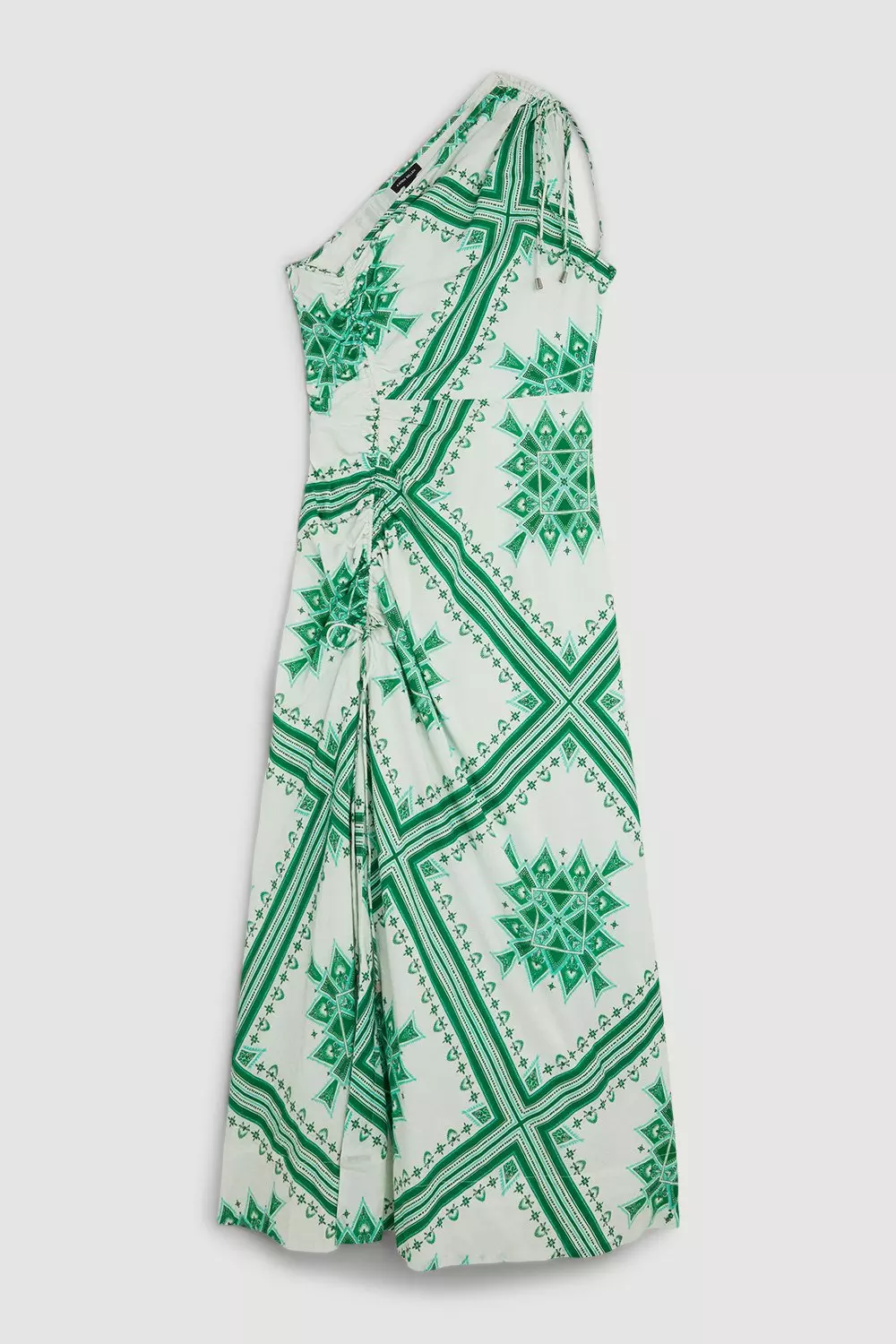 Printed Cotton Voile One Shoulder Midi Dress | Karen Millen
