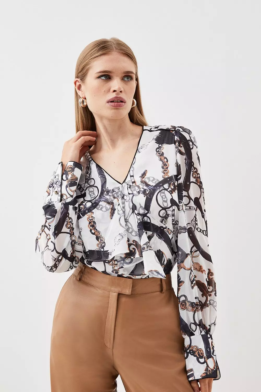 美品 トリーバーチ Pleated Ruffle Blouse 花柄 2 美品 トリーバーチ Pleated Ruffle Blouse 花柄 2