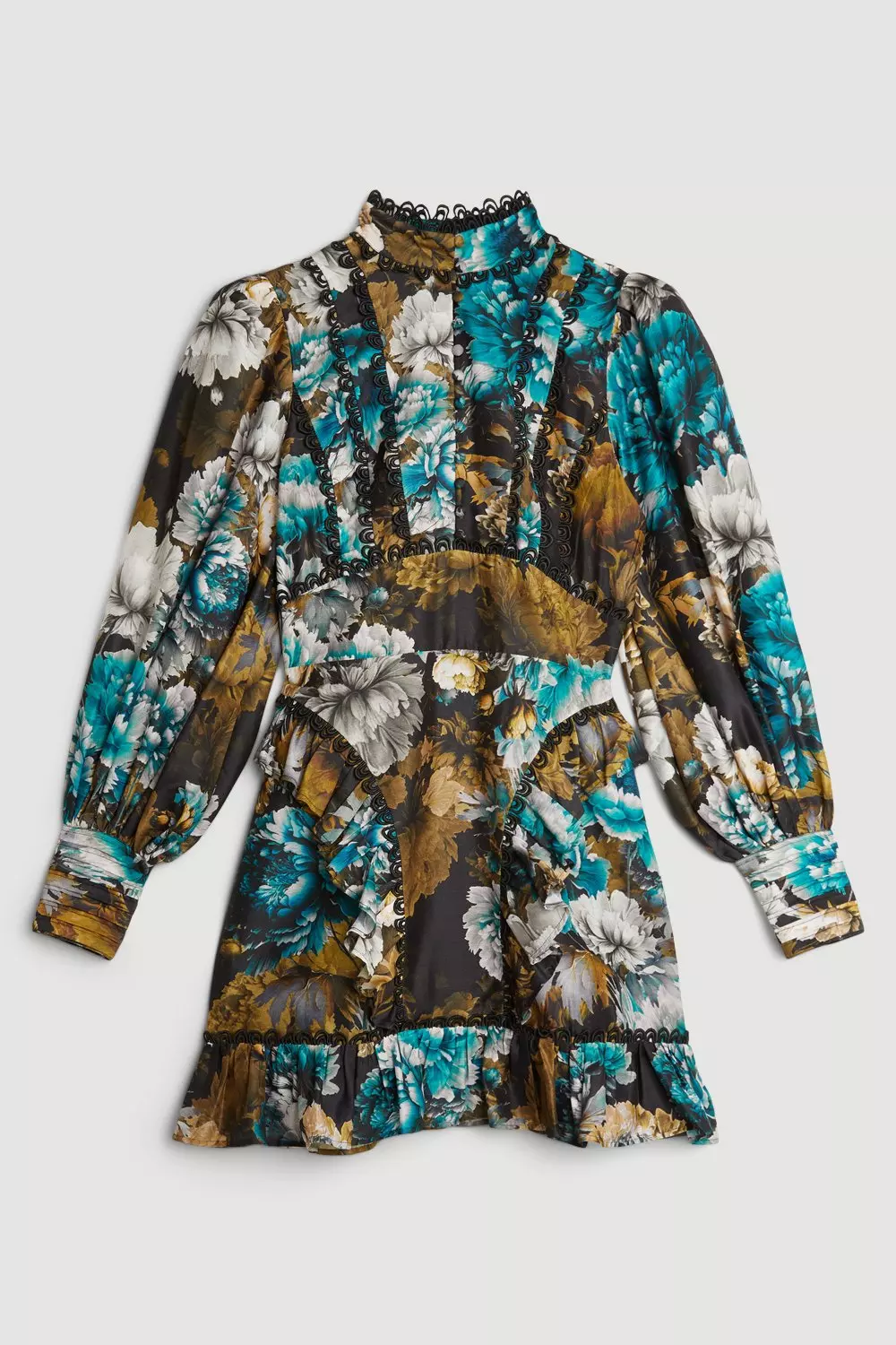 Winter Floral Printed Woven Mini Dress | Karen Millen