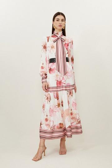 Floral Printed Woven Maxi Dress pink
