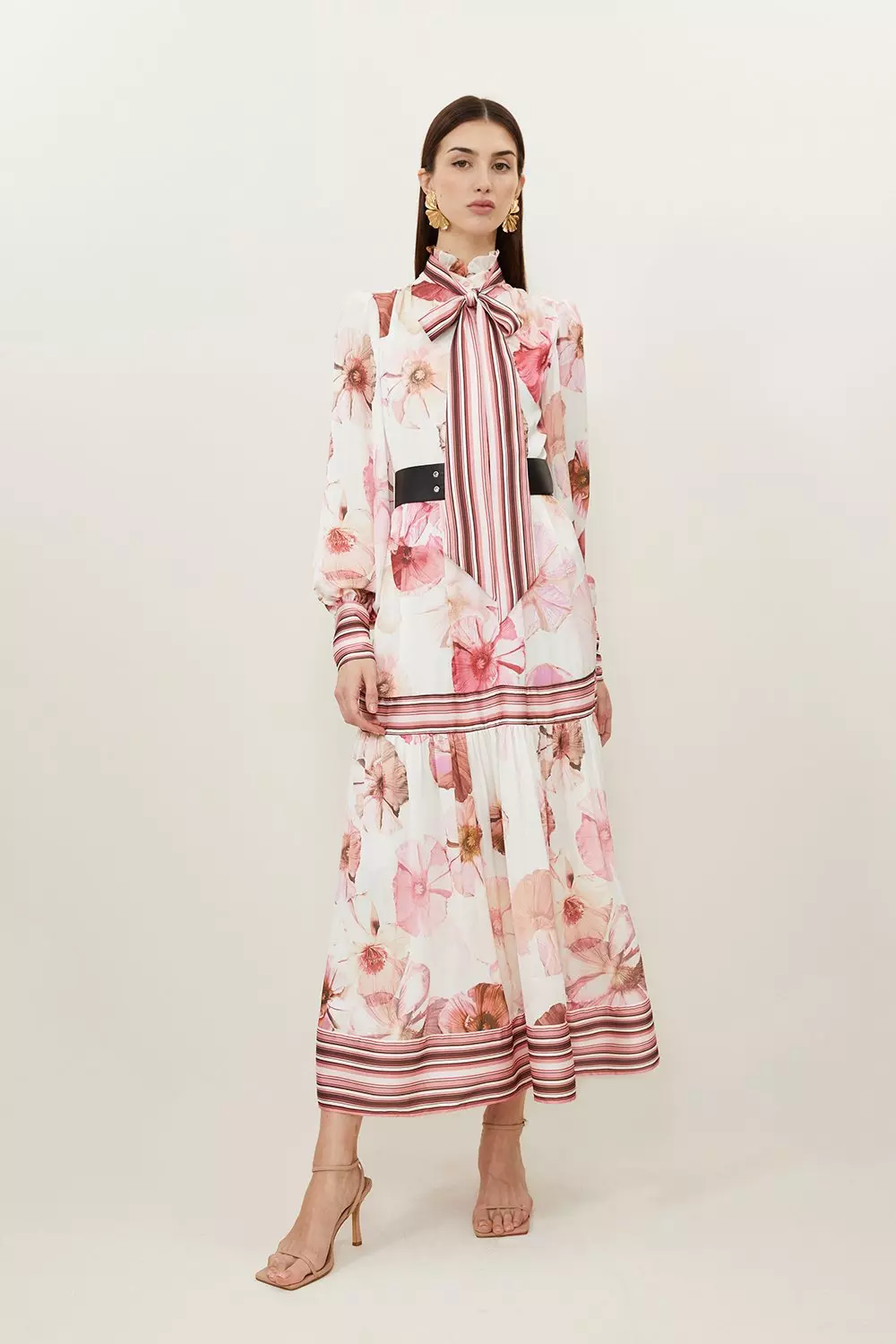 Floral Printed Woven Maxi Dress Karen Millen