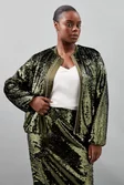 Plus Size Sequin Woven Bomber Jacket | Karen Millen Plus Size Sequin Woven Bomber Jacket | Karen Millen