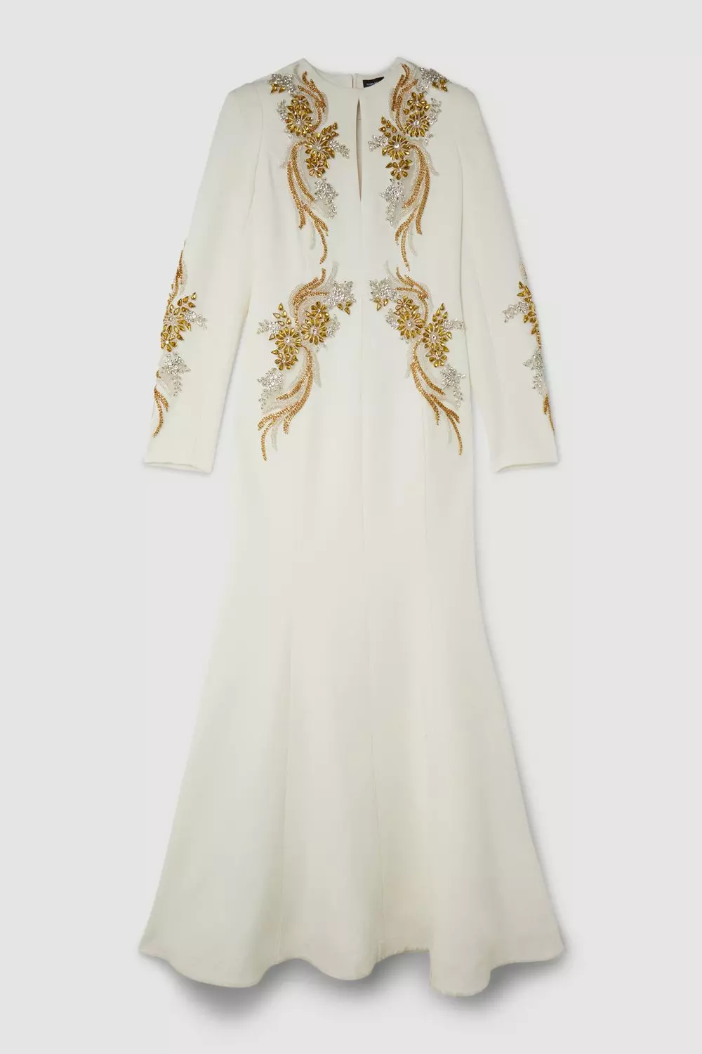 Petite Premium Crystal Powershoulder Embellished Woven Maxi